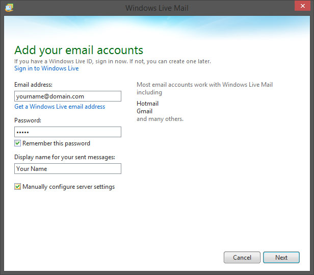 Send or receive emails from other accounts using Hotmail Windows Live